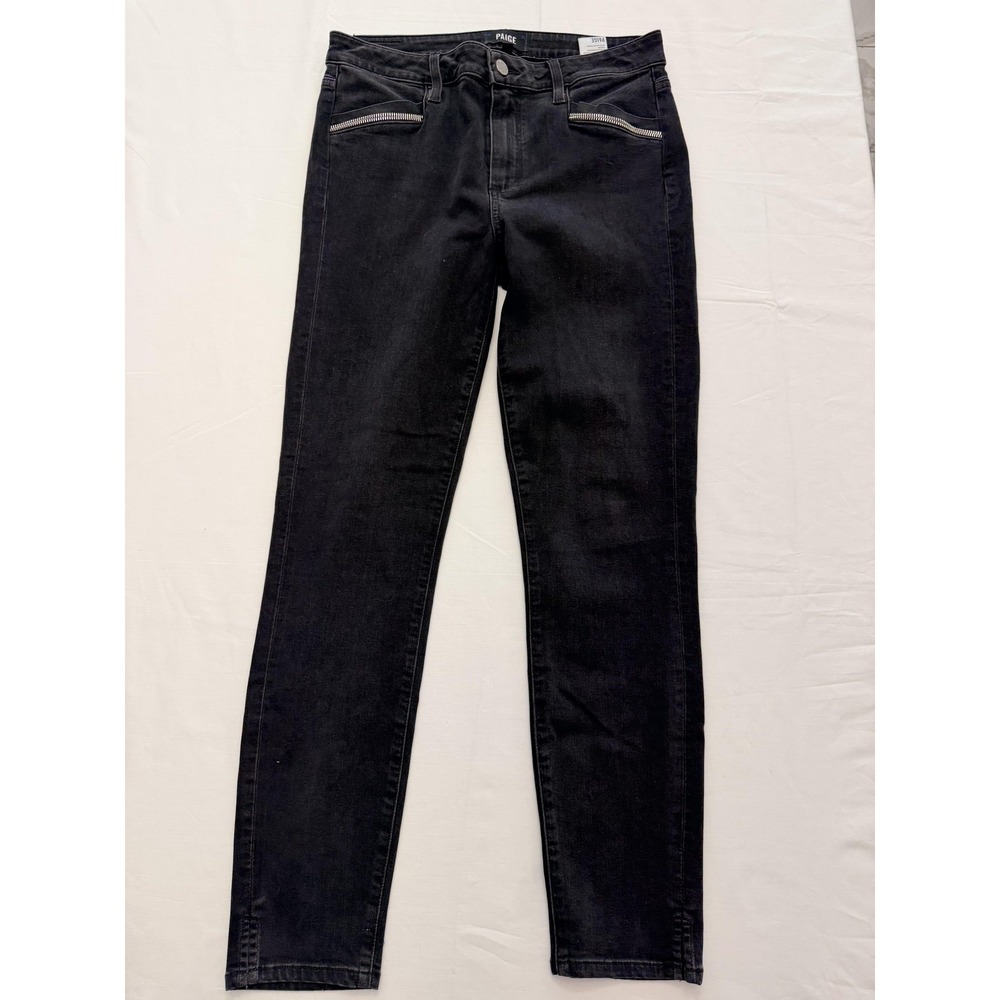 Paige Skinny Jeans Womens 29 Black Charcoal Wash Mid Rise Stretch 29x28.5 Denim‎